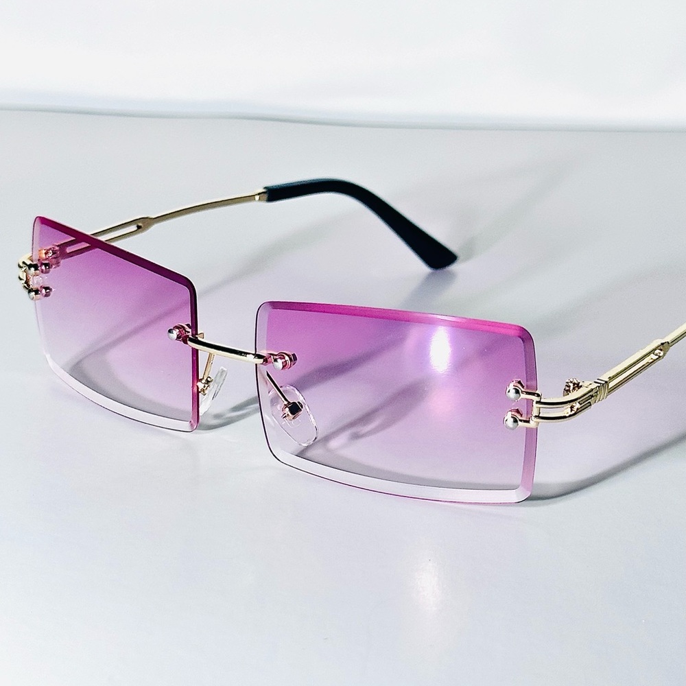 Baby pink women rimless sunglasses